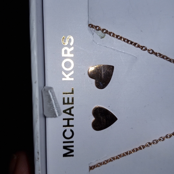 Michael Kors Heart Necklace and Earrings Set. Necklace is 1/2 Diamonds 1/2 Gold! - Picture 3 of 4